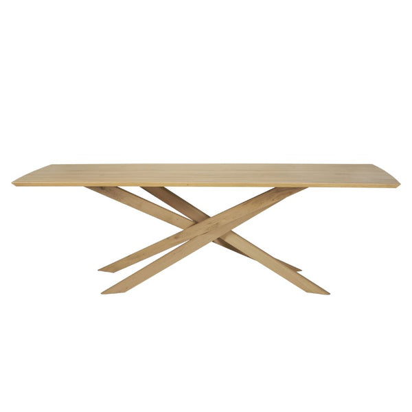 Ethnicraft Mikado Rectangular Dining Table – Solid Wood Floor Model, Sculpted Oak Table with Minimalist Modern Base