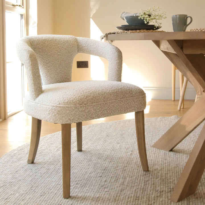 claire boucle dining chair