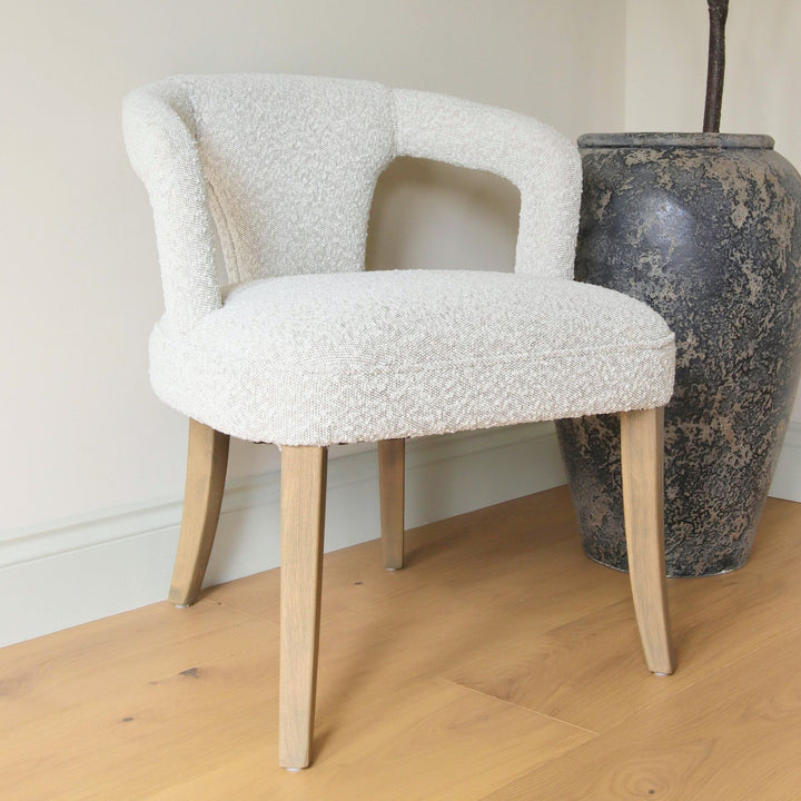 claire boucle dining chair