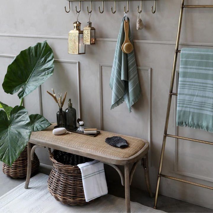 French Wicker Bench Chic Antique