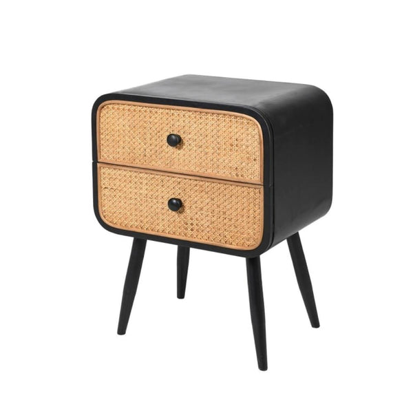 Haruto Rattan and Iron Bedside Table Pod Furniture Ireland