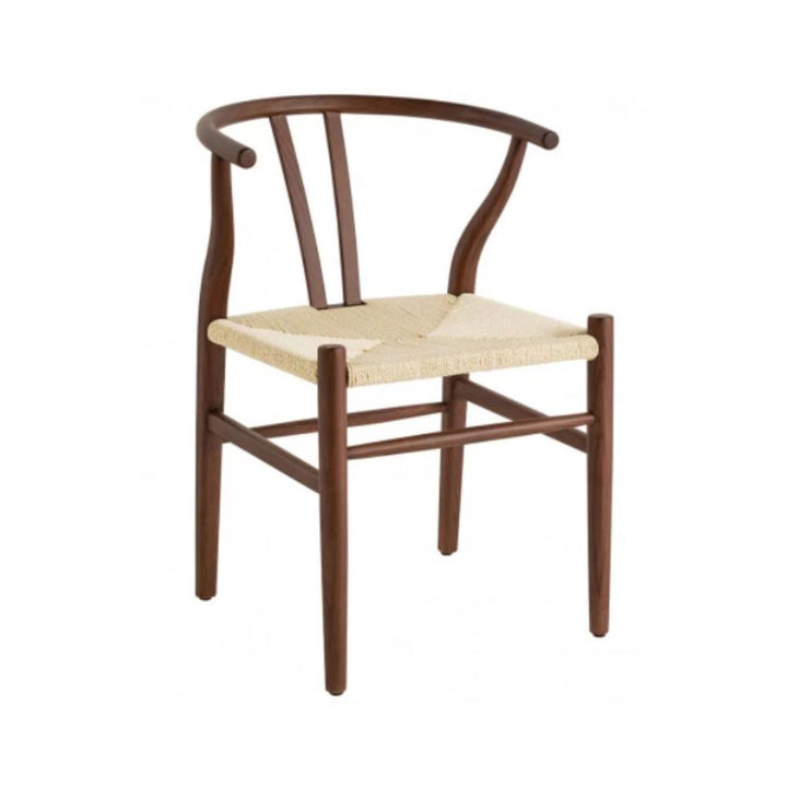 Njord Waxed Ash Wood Walnut Finish Chair Blanc D'Ivoire