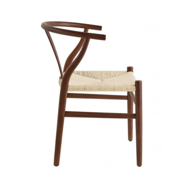 Njord Waxed Ash Wood Walnut Finish Chair Blanc D'Ivoire