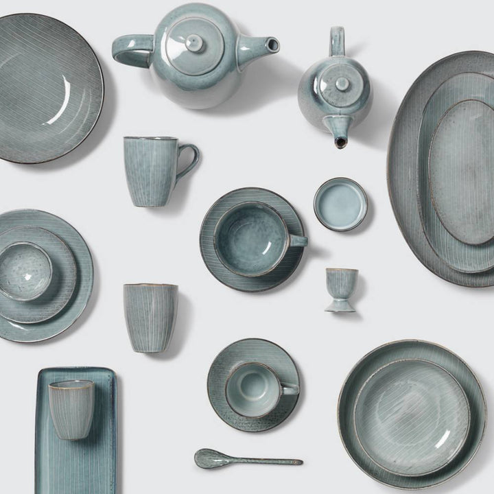 blue stoneware plate