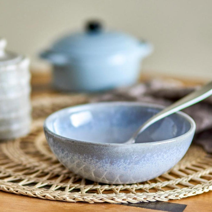 paisley bowl blue stoneware