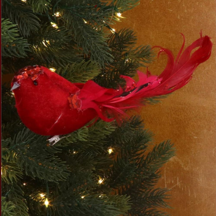 Gisela Graham Red Fabric and Glitter clip-on Bird Pod Furniture Ireland
