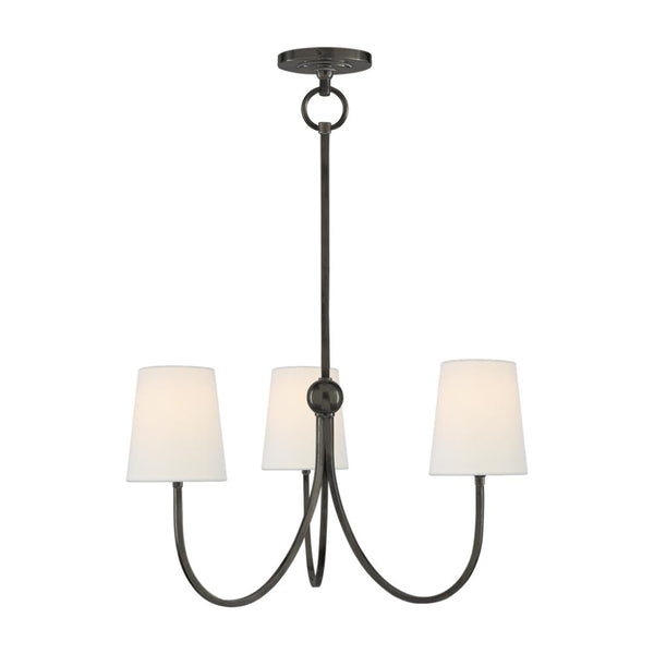 Reed Small Chandelier in Bronze with linen Shades Pod Furniture Ireland