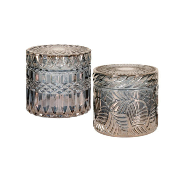 smoked glass jars set of 2