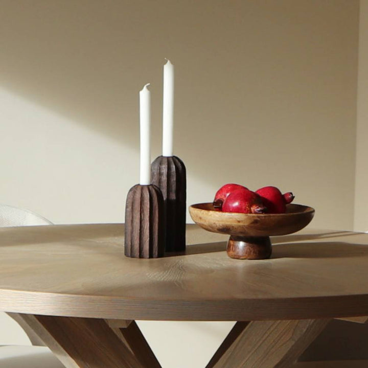 wooden candle holder brown s