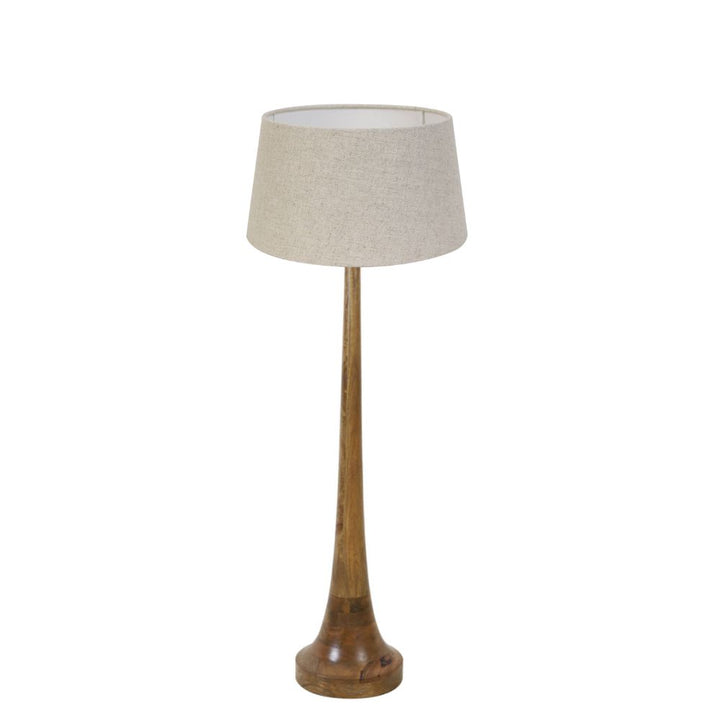 Oil Brown Wooden Floor Lamp & Light Linen Lamp Shade Light & Living