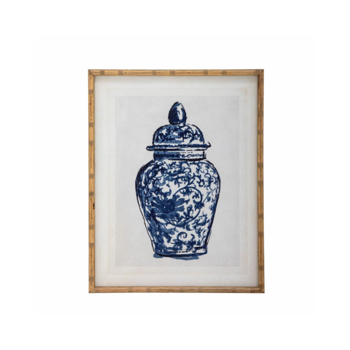 blue urn framed print