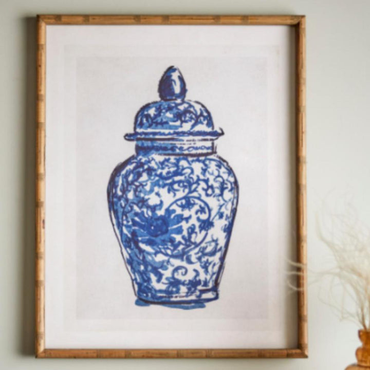 blue urn framed print