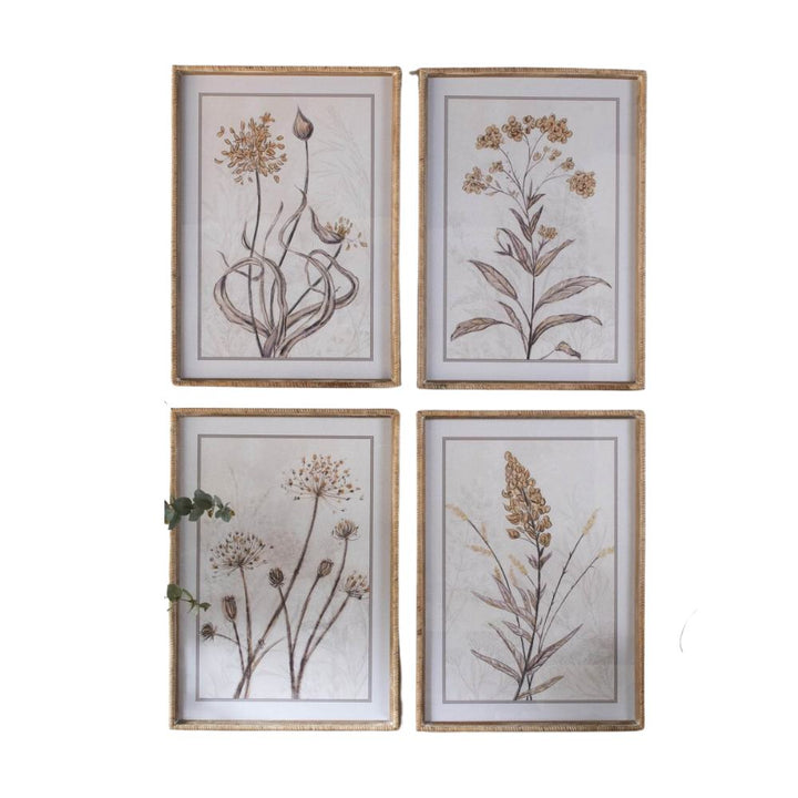 yellow botanical wall art set of 4