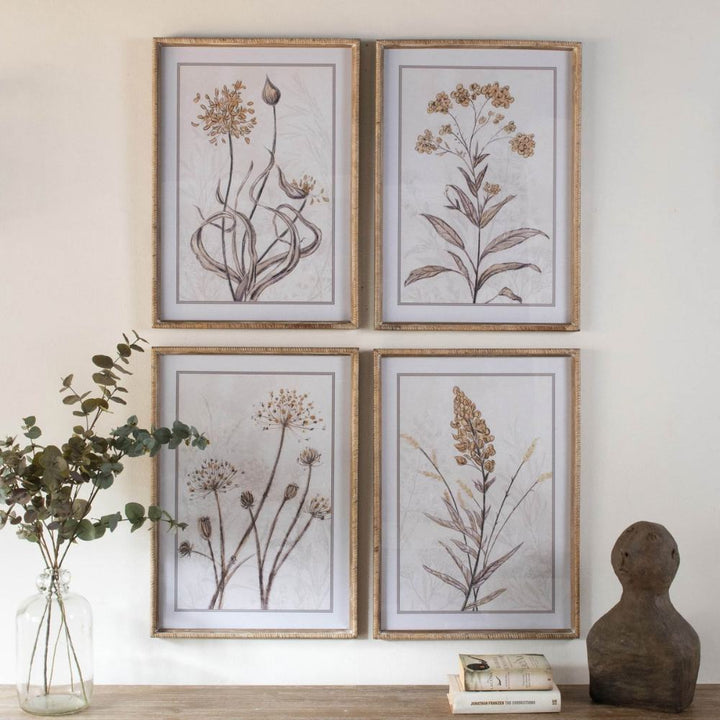 yellow botanical wall art set of 4