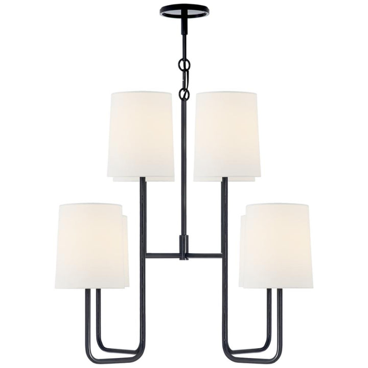 go lightly medium chandelier in gilded with linen shades