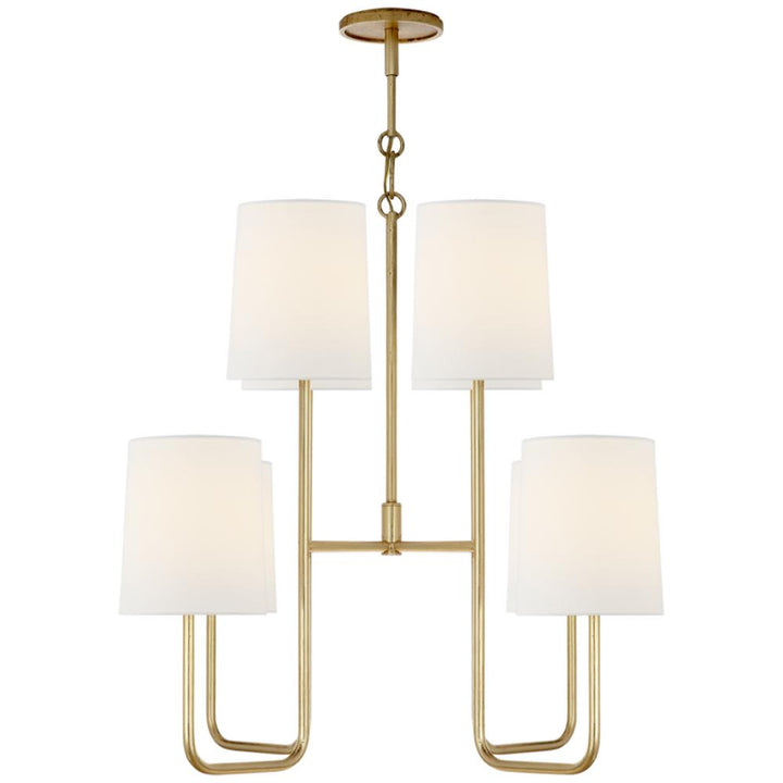 go lightly medium chandelier in gilded with linen shades