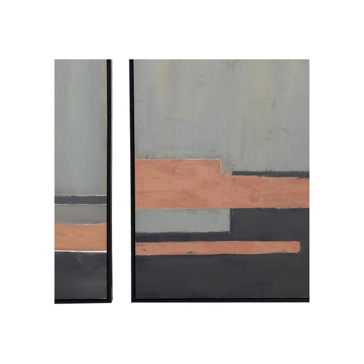 set of 2 green and black block pictures