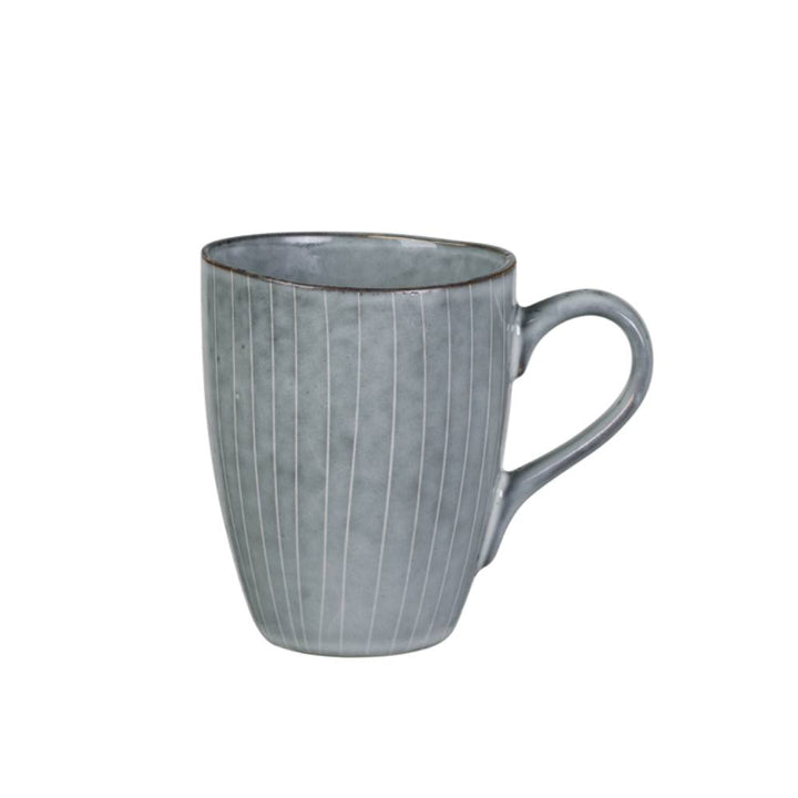 blue stoneware mug