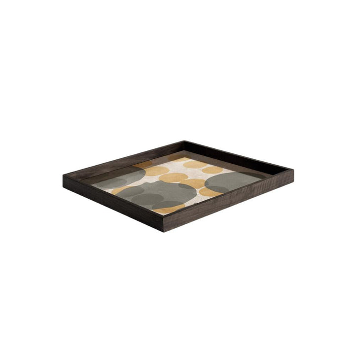 overlapping dots square glass tray
