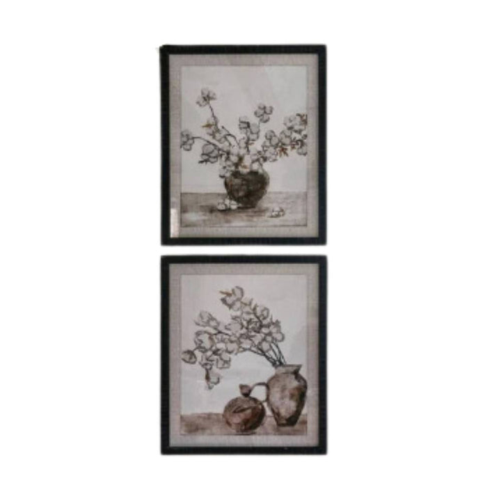 brook set of 2 framed potted flower wall art