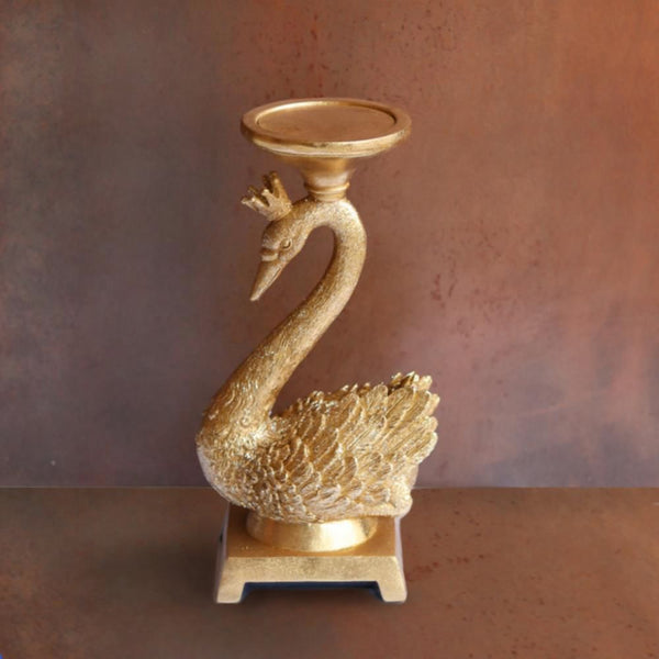 Gold Resin Swan Candle Stand Gisela Graham