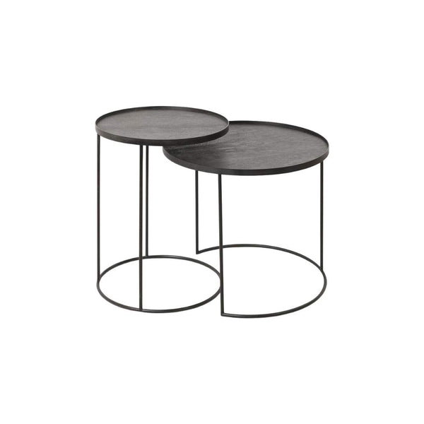 Ethnicraft Tray Side Table Set - Black - Round