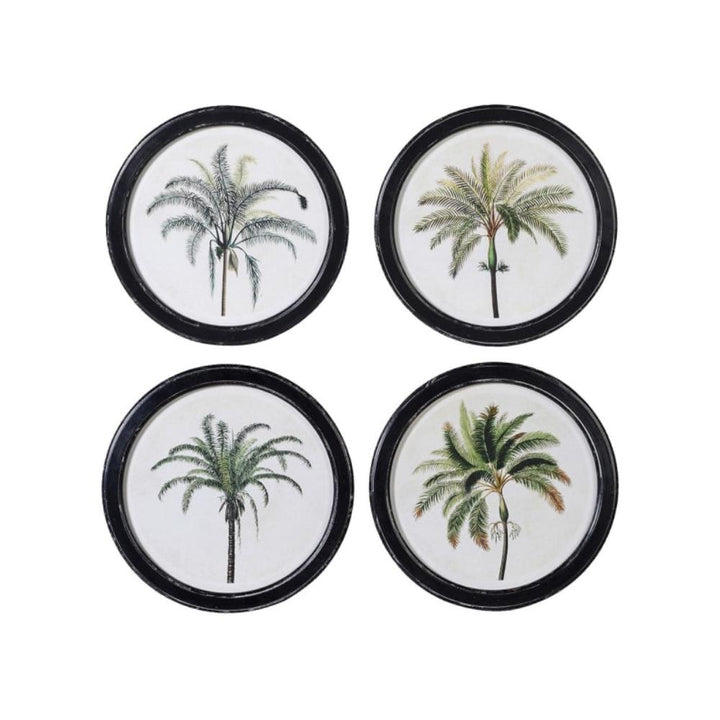 set of four round palm pictures
