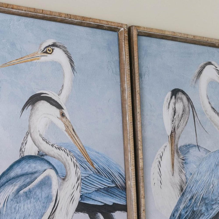set of two framed stork wall art