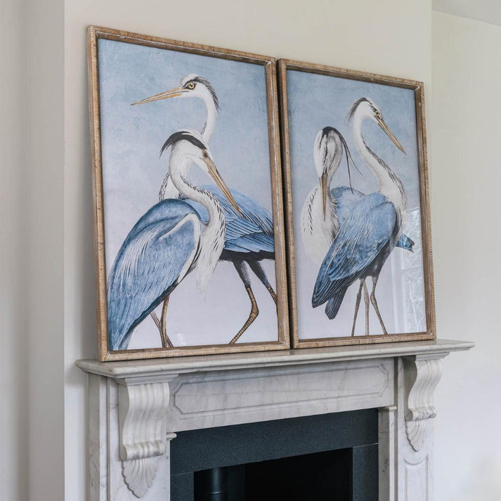 set of two framed stork wall art