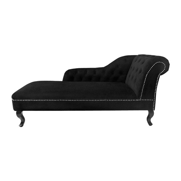 Regency Park Chesterfield Chaise Longue Black Velvet/Right Arm Podfurniture