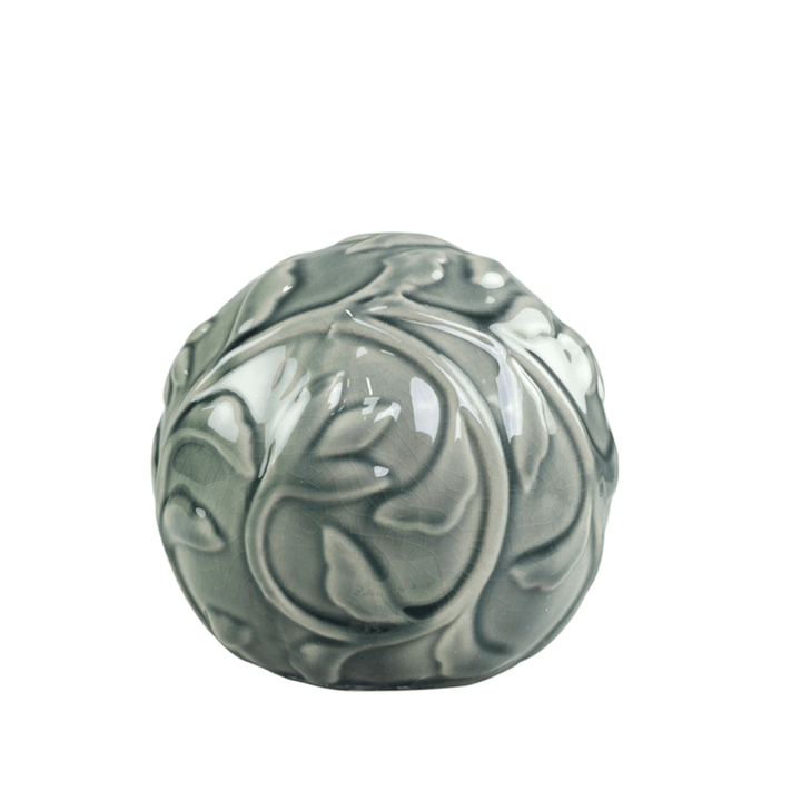 Large Olive Green Decorative Piece with Leaf Design Chic Antique