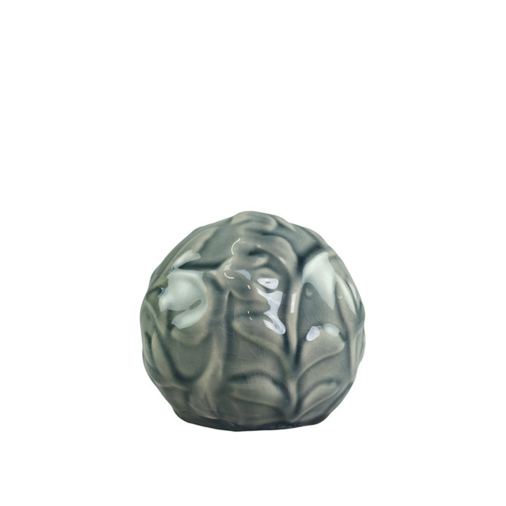 Small Olive Green Decorative Piece with Leaf Design Chic Antique