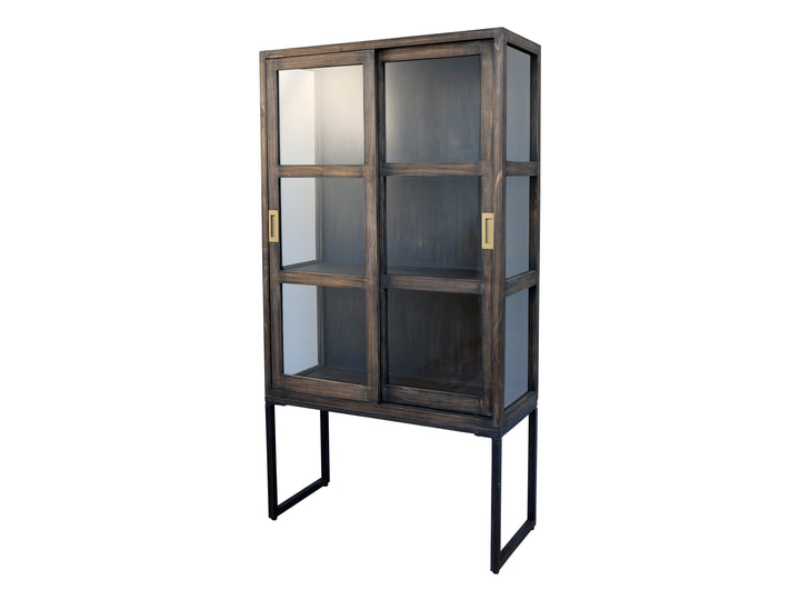 Wooden Cabinet with Sliding Doors Chic Antique