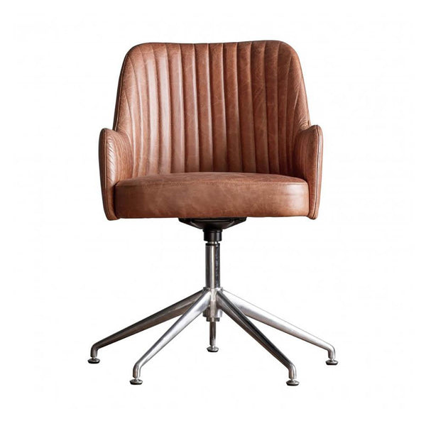 Curie Swivel Chair Vintage Brown Leather Gallery Direct