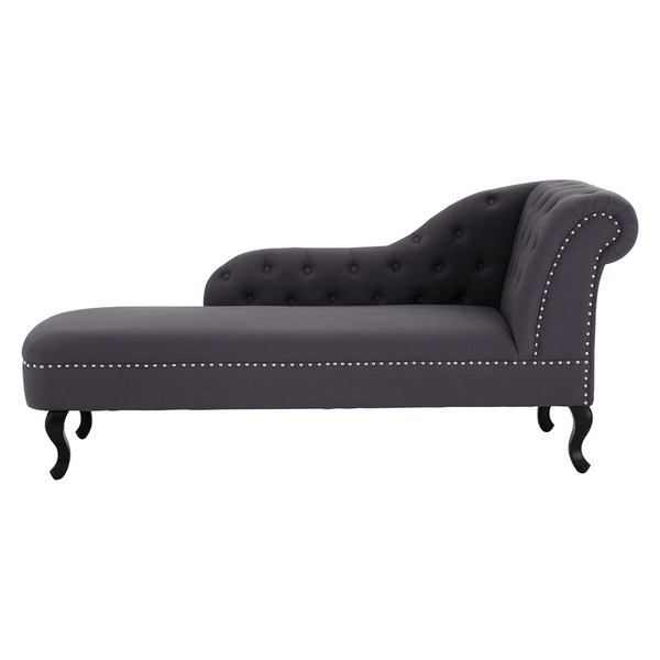 Regency Park Chaise Longue Grey Linen/Stud Detail Right Arm Podfurniture