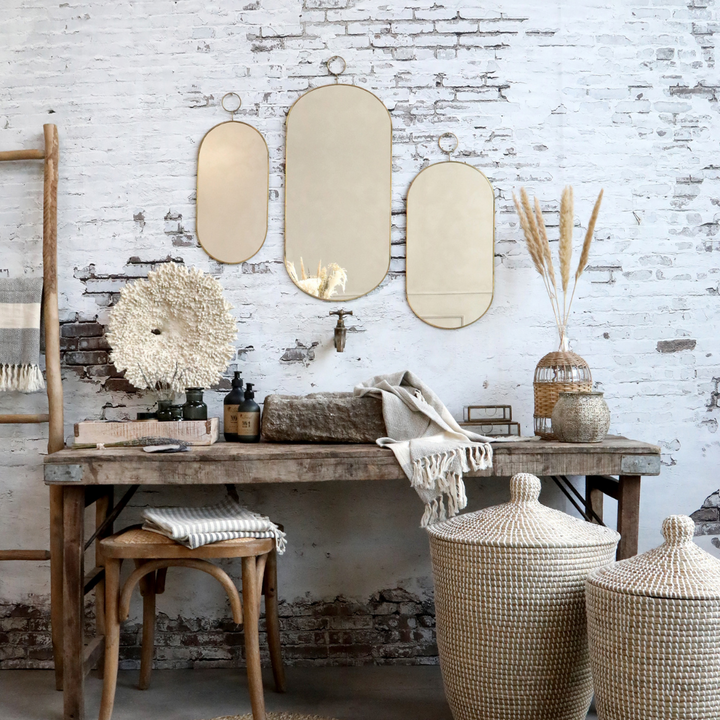 Oval Mirror w/ Brass Frame Chic Antique