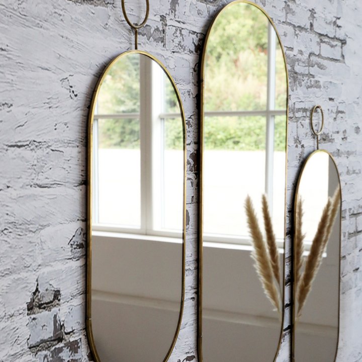 Oval Mirror w/ Brass Frame Chic Antique