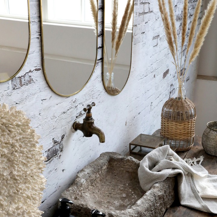 Oval Mirror w/ Brass Frame Chic Antique
