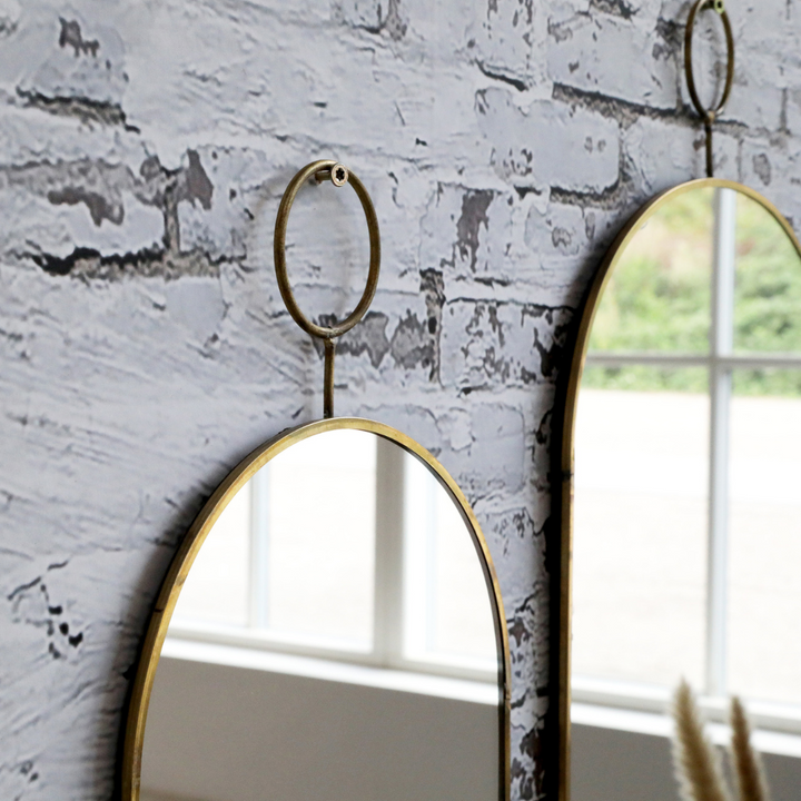 Oval Mirror w/ Brass Frame Chic Antique