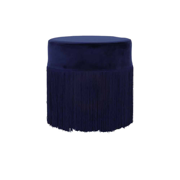 Tussled Velvet Dark Pouf in Blue Light & Living