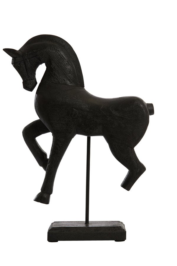 Wooden Horse Ornament - Matt Black Light & Living