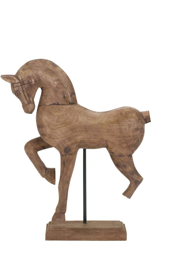 Wooden Horse Ornament - Weathered Brown Light & Living