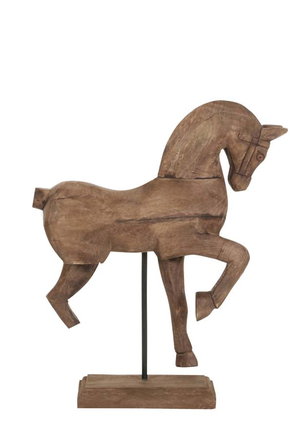 Wooden Horse Ornament - Weathered Brown Light & Living