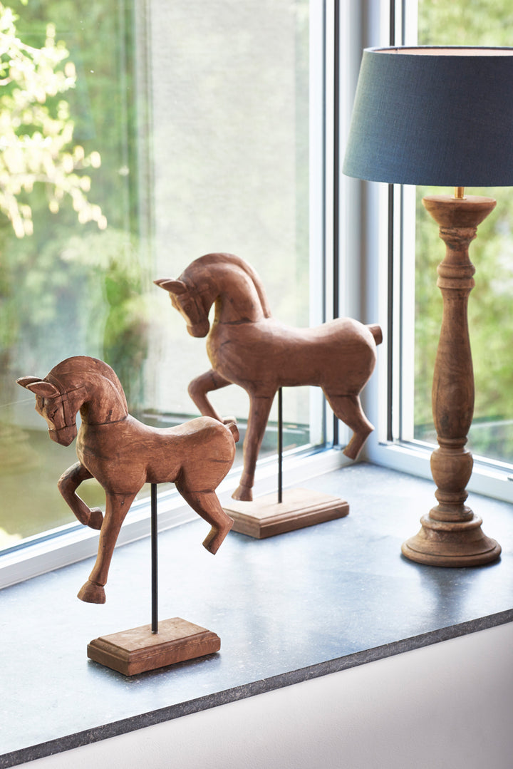 Wooden Horse Ornament - Weathered Brown Light & Living