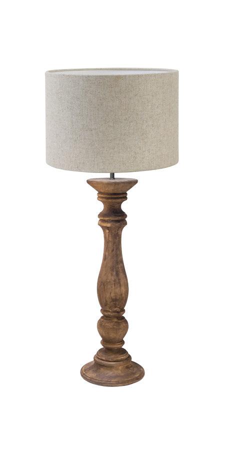Barnwood Table Lamp with Linen Shade - Pod Furniture Ireland