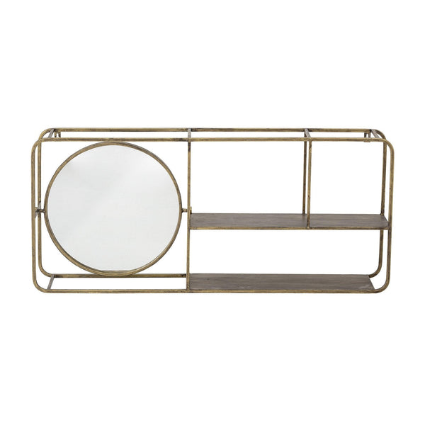 Brass Wall Mirror with Shelves Bloomingville