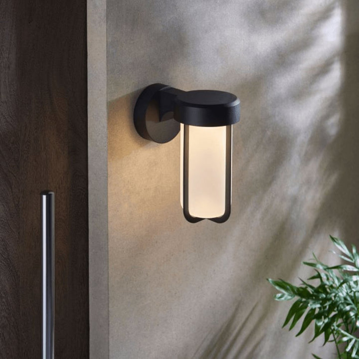 Alva Outdoor Wall Light Black/Frosted Gallery Direct
