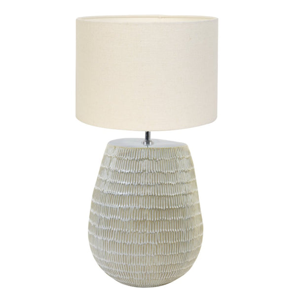 Britt Table Lamp with White Linen Shade - Pod Furniture Ireland