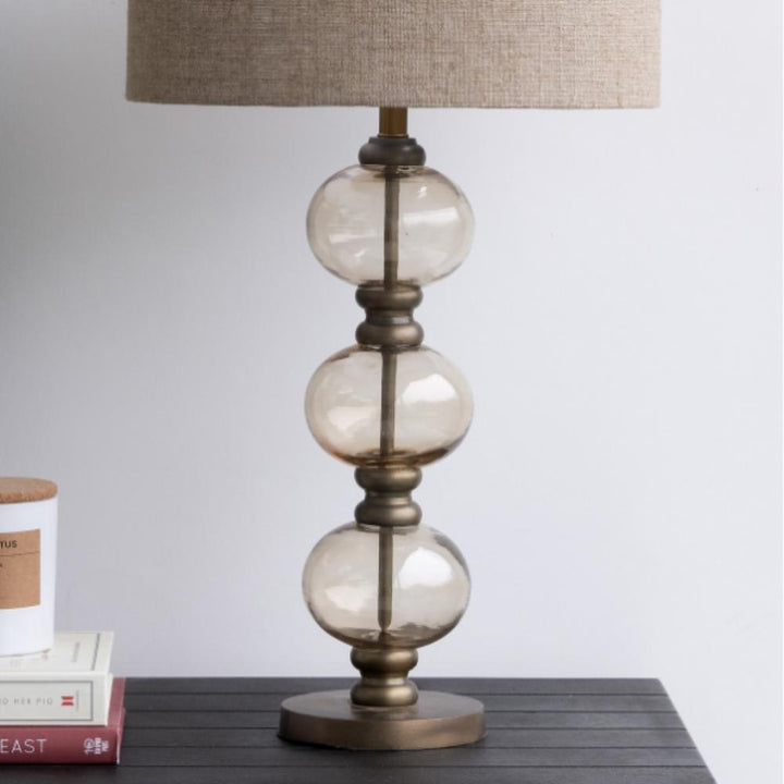 Clae Antique Gold Glass Bobble Lamp with Shade one world