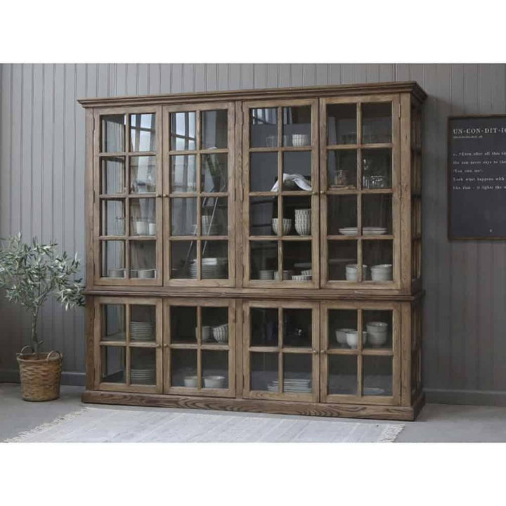 Display Cabinet 8 Door Shelves Rec. Wood Chic Antique